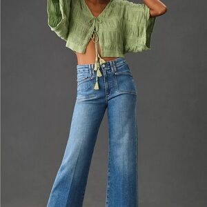 PAIGE Anessa High-Rise Wide-Leg Crop Jeans - size 33